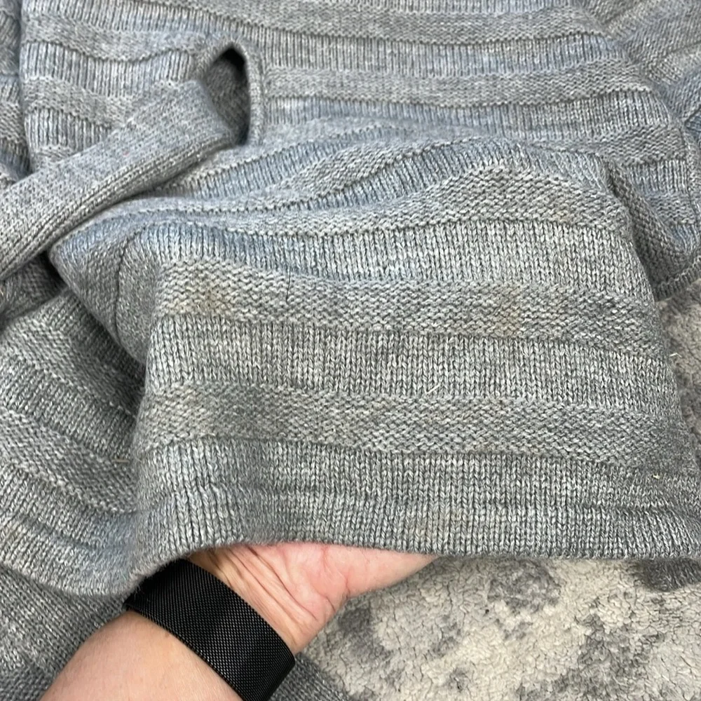 New Kate Spade Texture Stripe Belted Ruana Cape Cardigan One Size Wool Gray